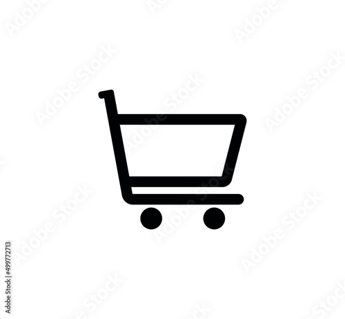 shopping cart icon. Illustration vector black outline shopping trolley. 