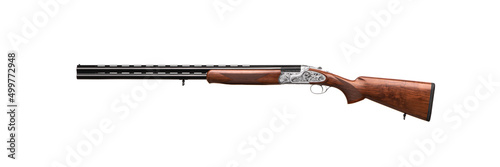 Canvas Print Luxury double-barreled shotgun with a vertical arrangement of barrels