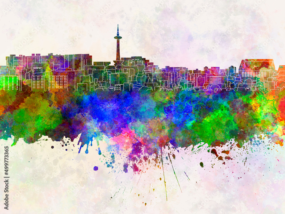 Obraz premium Kyoto skyline in watercolor background