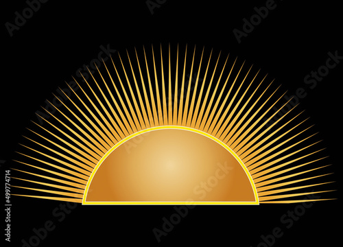 strahlende gelb leuchtende aufgehende Sonne