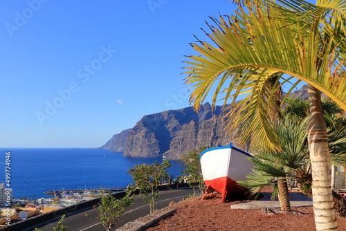 Old fishing boat at the Mirador de El Archipenque overlooking the Puerto de Santiago, Tenerife, Canary Islands, Spain photo