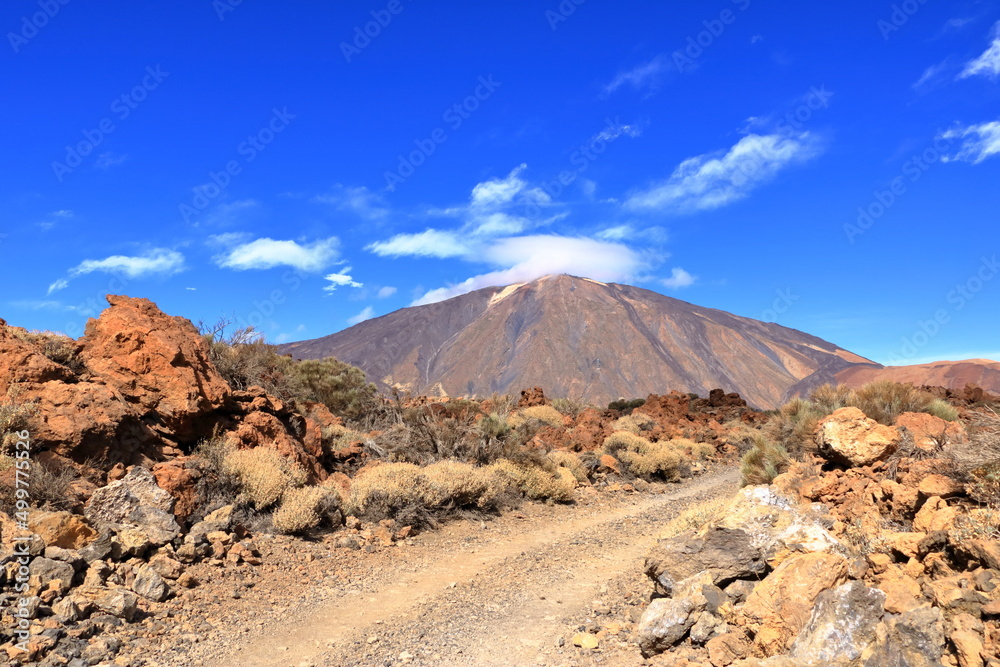 Panorama view on island of Tenerife to the volcano Pico del Teide