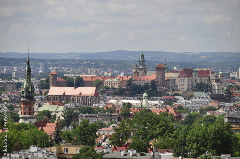Kraków, panorama miasta z Kopca Krakusa,