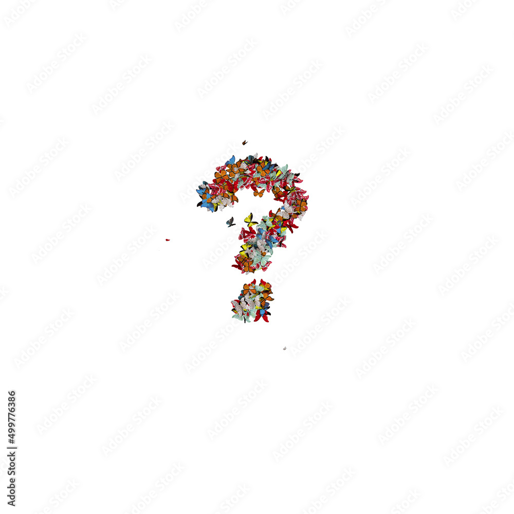 Colored Butterfly Forming Typeface question mark