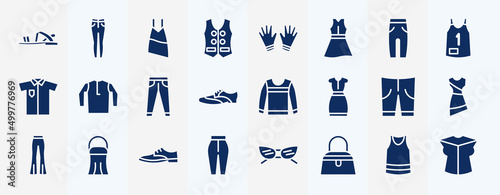 Valokuva set of glyph clothes icons