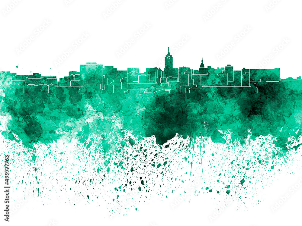 Lansing skyline in watercolor background