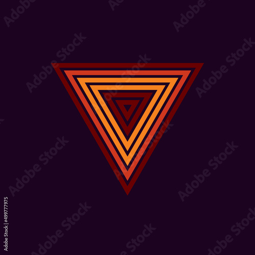 Vintage triangular sunset in the style of the 80s. Vector background. A design element.