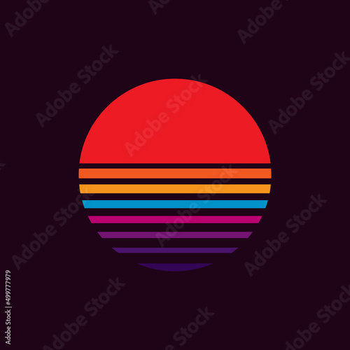 Vintage striped sunset. Vector background. A design element.