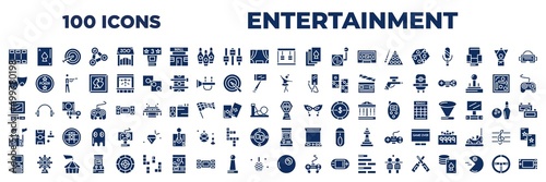 set of 100 glyph entertainment icons Fototapet