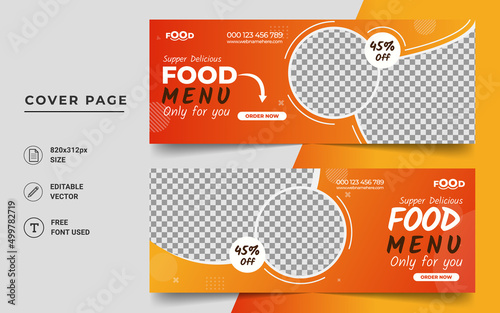 social media food banner design for ads, fast food banner cover design. Pizza Facebook cover page timeline