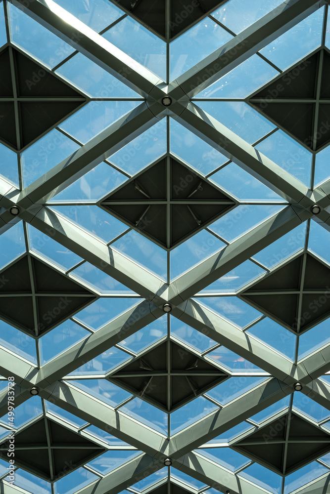 Modern architecture. Detail of futuristic roof structure Modern architecture. Detail of futuristic roof structure