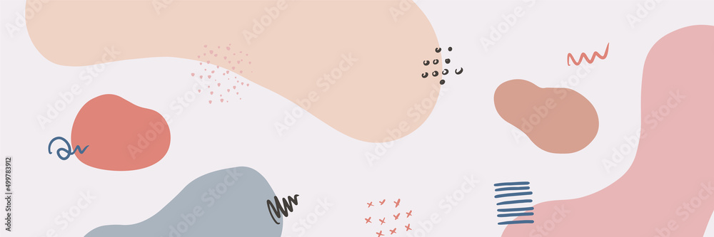 Modern boho abstract hand drawn colorful presentation design background