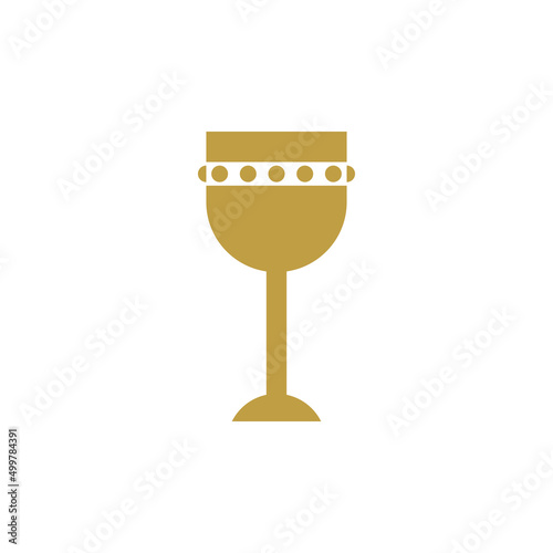 Christian chalice golden icon. Holy Week. Vector illustration, flat design photo