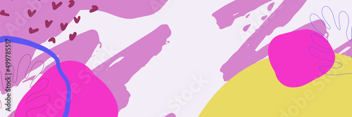 Beautiful feminine banner for social media background. Templates for posts and banners with minimal abstract organic floral flower leaves hand drawn shapes composition in contemporary collage style