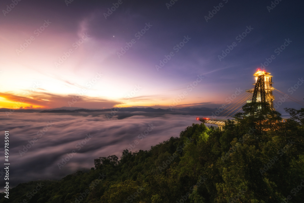 The morning times at skywalk view point on AIYERWENG district,THAILAND