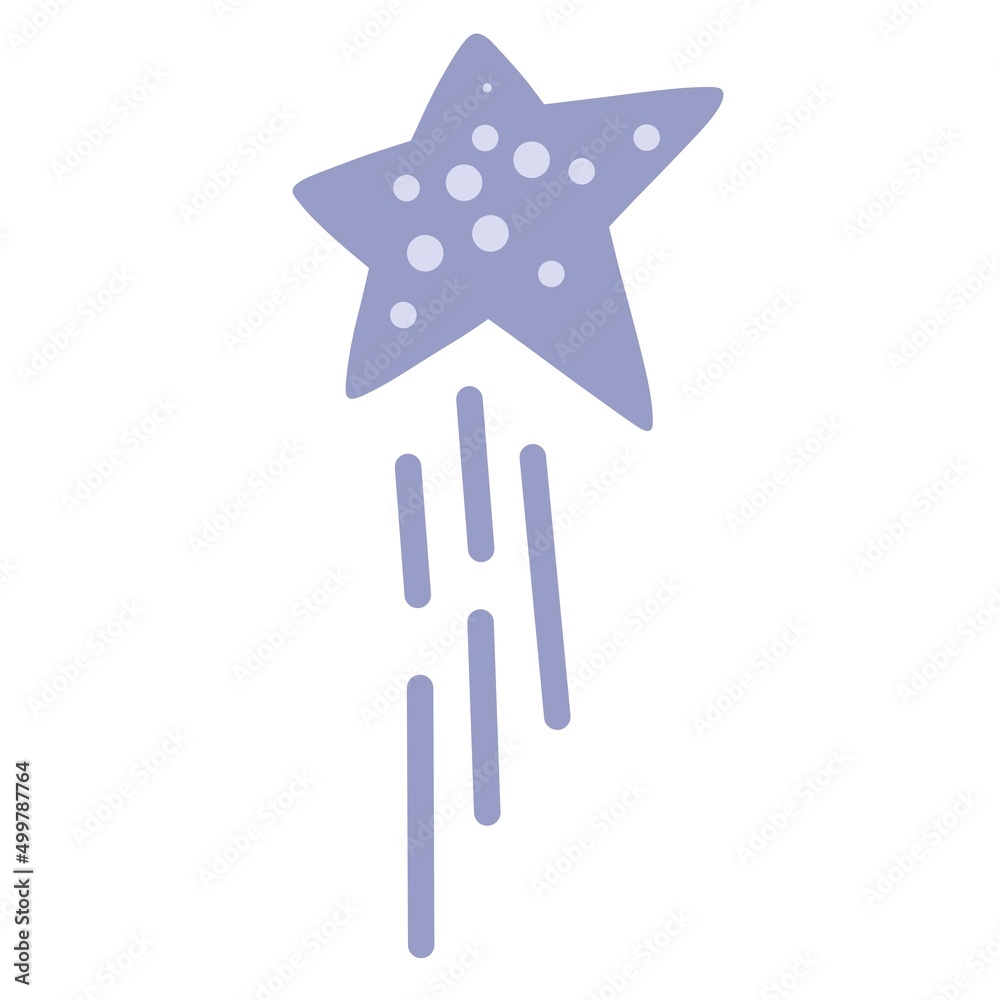 Obraz premium Shooting star. Comet tail or star trail. Meteorite, space. Hand draw illustration isolated on the white background.