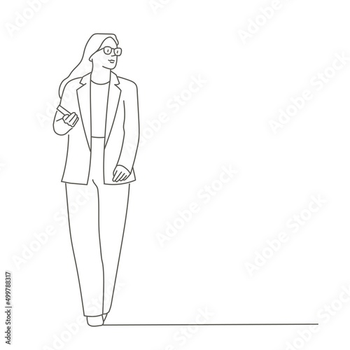 Business woman walk step forward.