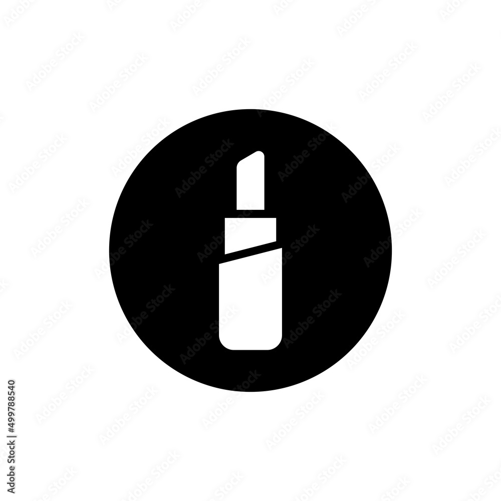 Lipstick icon in black round Lipstick icon in black round
