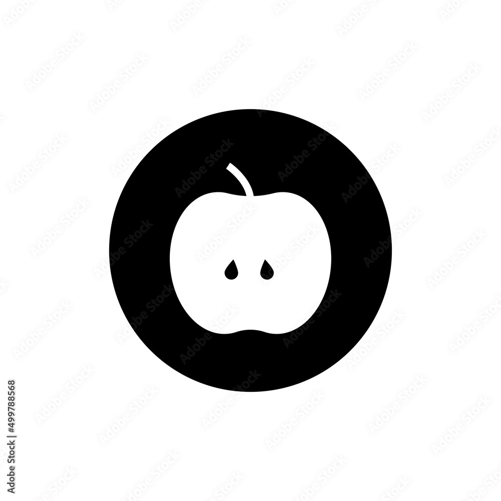 Obraz premium Slice apple icon in black round