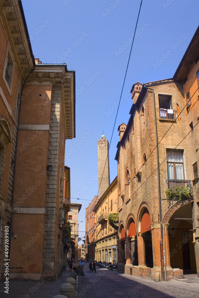 Historical architecture in Old Town of Bologna, Italy