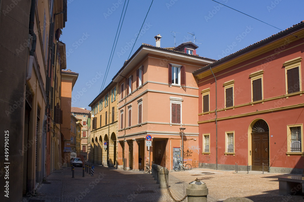 Urban life in Old Town of Bologna