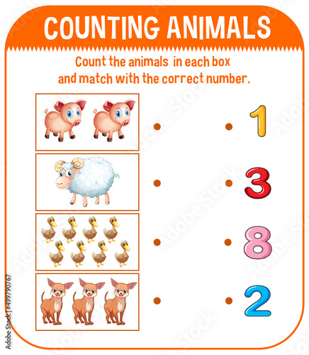 Worksheet design for counting animals