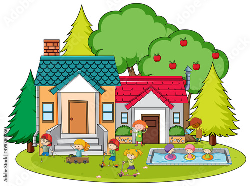 Many children playing at home