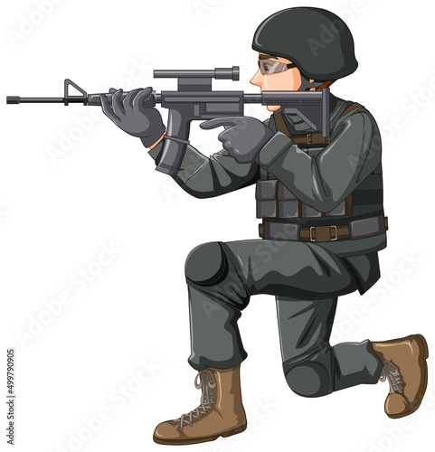 Soldier in uniform cartoon character