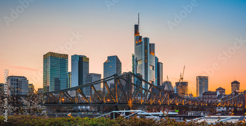 Sunset in Frankfurt am Main and skyline