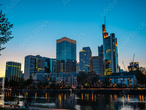 Sunset in Frankfurt am Main and skyline