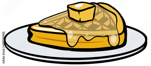 Waffel with butter and honey