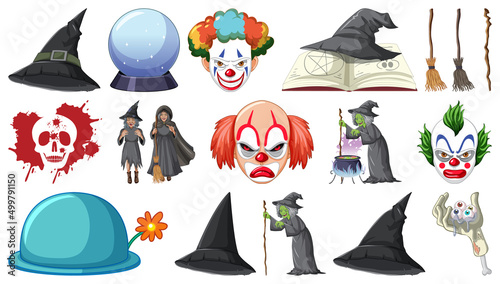 Halloween set with scary monsters