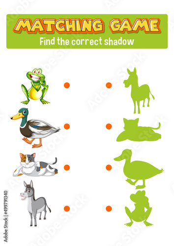 Worksheet design for matching animals