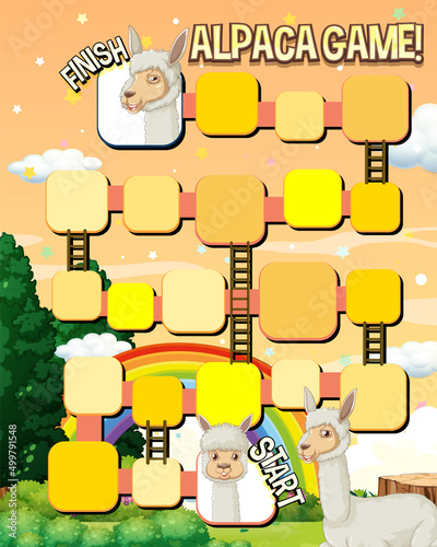 A snake ladder alpaca game template