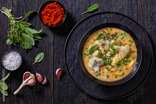 Plakat w ramie fish chowder with cod, green peas, potatoes