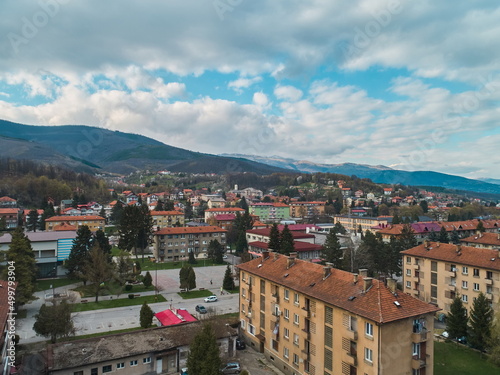 Aerial photo of the town of Novi travnik located in central bosnia
