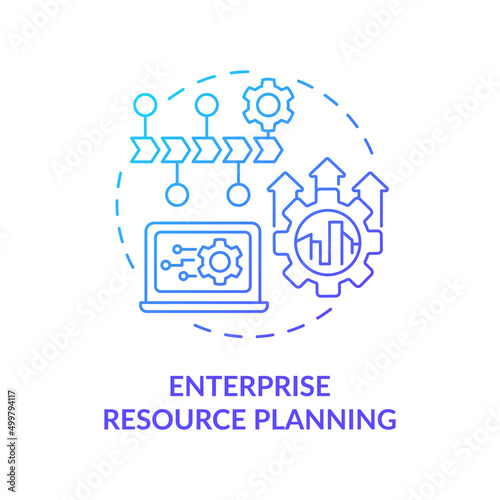 Enterprise resource planning blue gradient concept icon. Information systems abstract idea thin line illustration. Project management. Isolated outline drawing. Myriad Pro-Bold font used