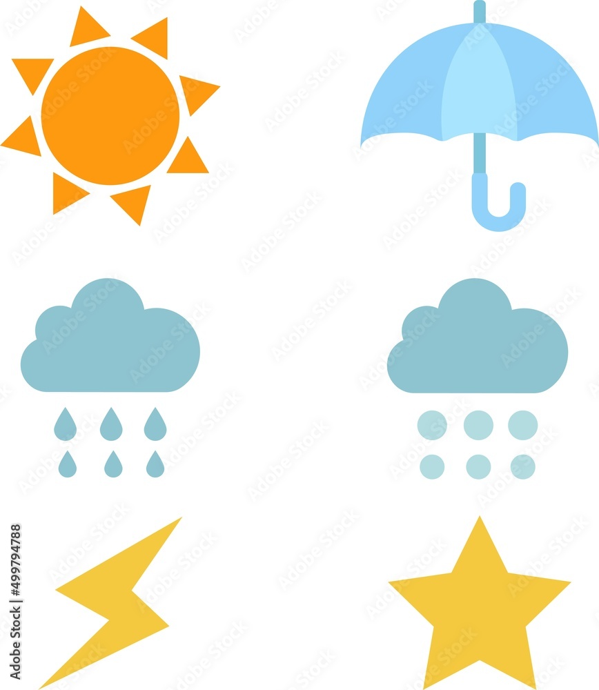 天気のポップで可愛いイラストセット 天気のポップで可愛いイラストセット