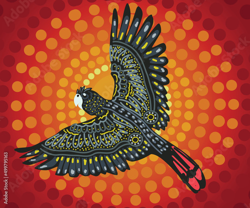Black Flying Cockatoo Art - Aboriginal