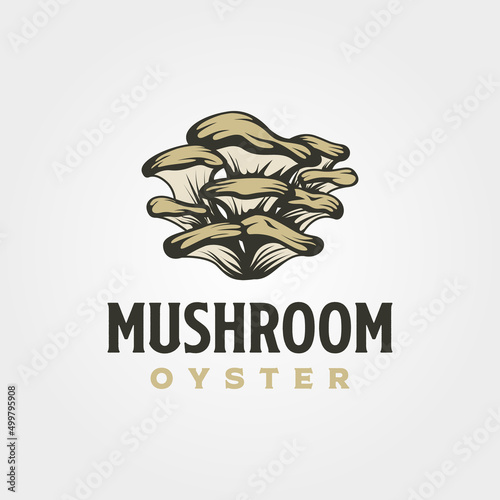 oyster mushroom logo vintage vector symbol illustration design