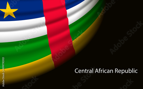 Wave flag of Central African Republic on dark background.
