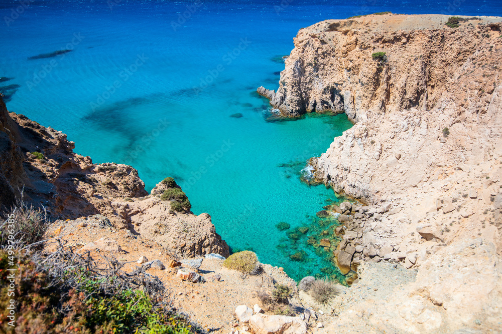 Idyllic beach on Milos island in Greece