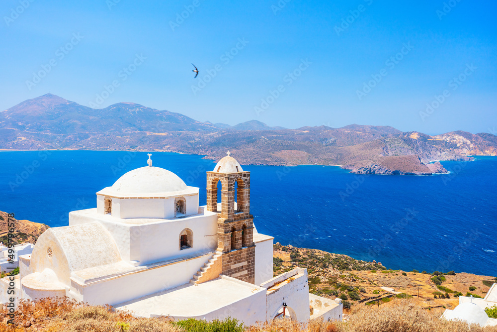 Breathtaking view above Milos island Greece