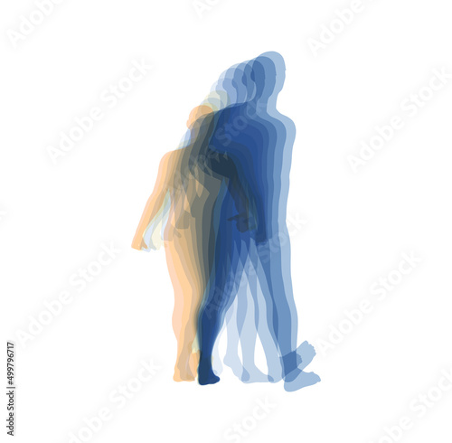 Transparent overlapping colors silhouettes. Walking man. Animation frames. Vector illustration for print, web site, poster, placard or wallpaper.