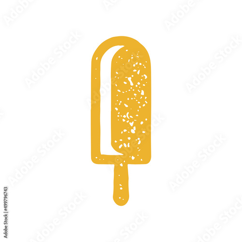 Fresh cold tasty ice cream on wooden stick refreshing summer dessert yellow grunge texture vector