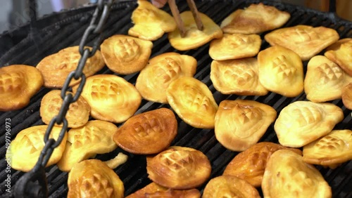 Grilled, traditional sheep and goat cheese. Grilled mountain cheese.