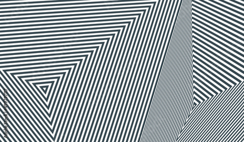 Abstract striped background. Pattern with optical illusion. Triangle shape with lines. Cover design template. Vector illustration for presentation, banner, flyer, poster or brochure.