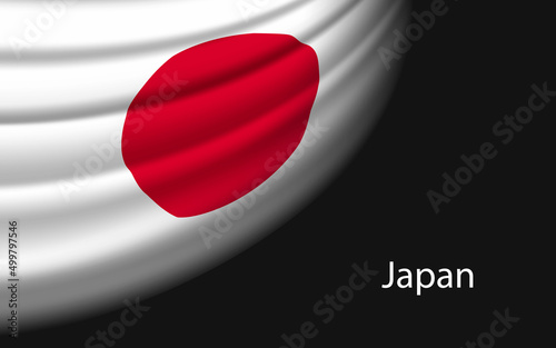 Wave flag of Japan on dark background. Banner or ribbon vector template Free Download Wave flag of Japan on dark background. Banner or ribbon vector template - GFXLoad