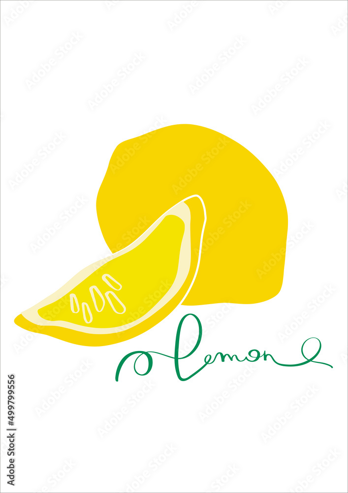 Lemon in modern style. Citrus on a white background with lettering. Modern contemporary vector illustration. print design. Lemon in modern style. Citrus on a white background with lettering. Modern contemporary vector illustration. print design.