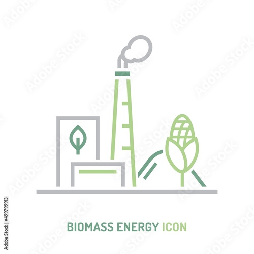 Biomass power station icon. Editable vector illustration